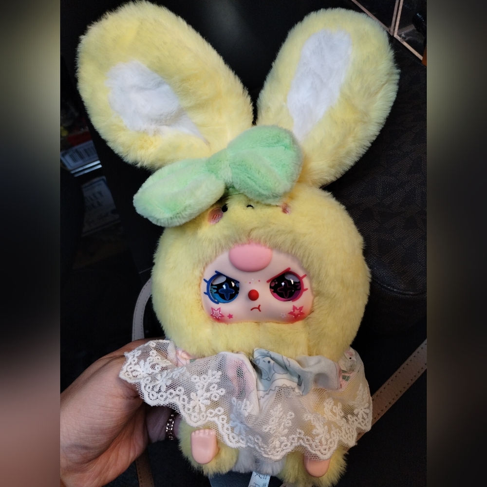 RARE SPECIAL EYES BABY THREE Cute Yellow Bunny Plush Toy